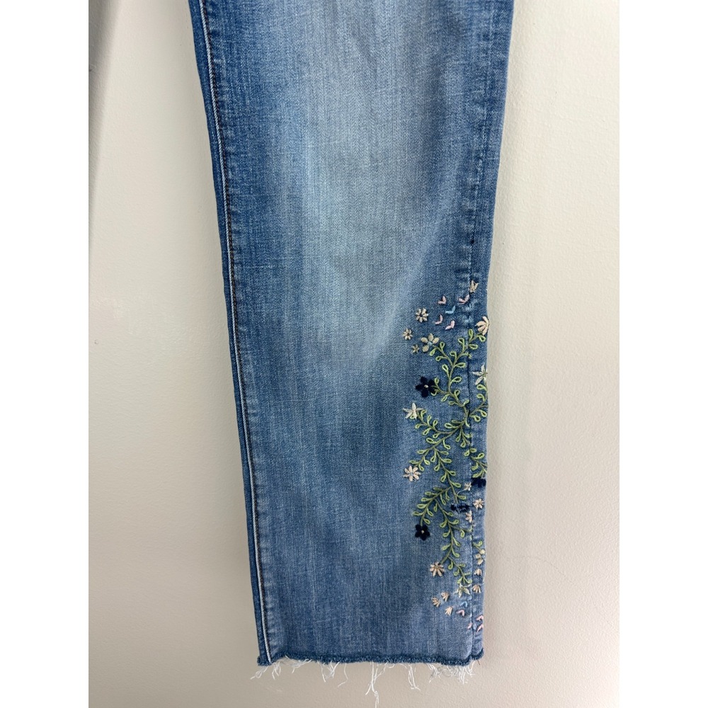 Driftwood Kelly Floral Embroidered Raw Hem Jeans Blue Women's Size 30 - Picture 7 of 14